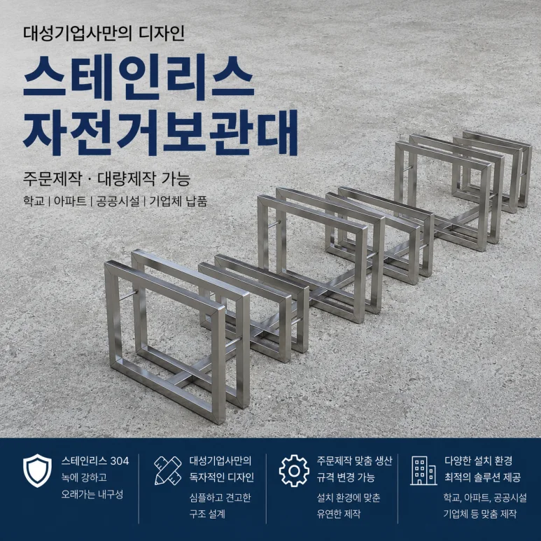 스테인리스 자전거보관대 제작_대성기업사만의 독자디자인 제품 사진